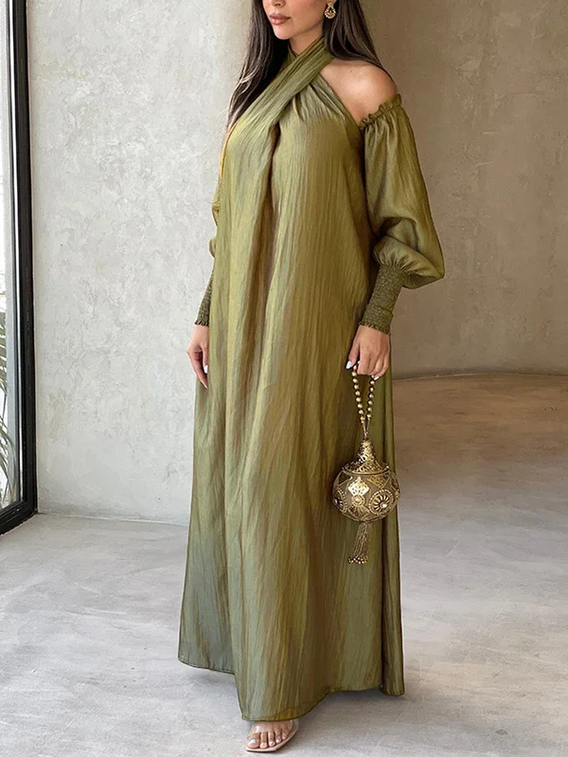 Modigirl Elegant Plus Size Maxi Dress with Puff Sleeves for Women 2025