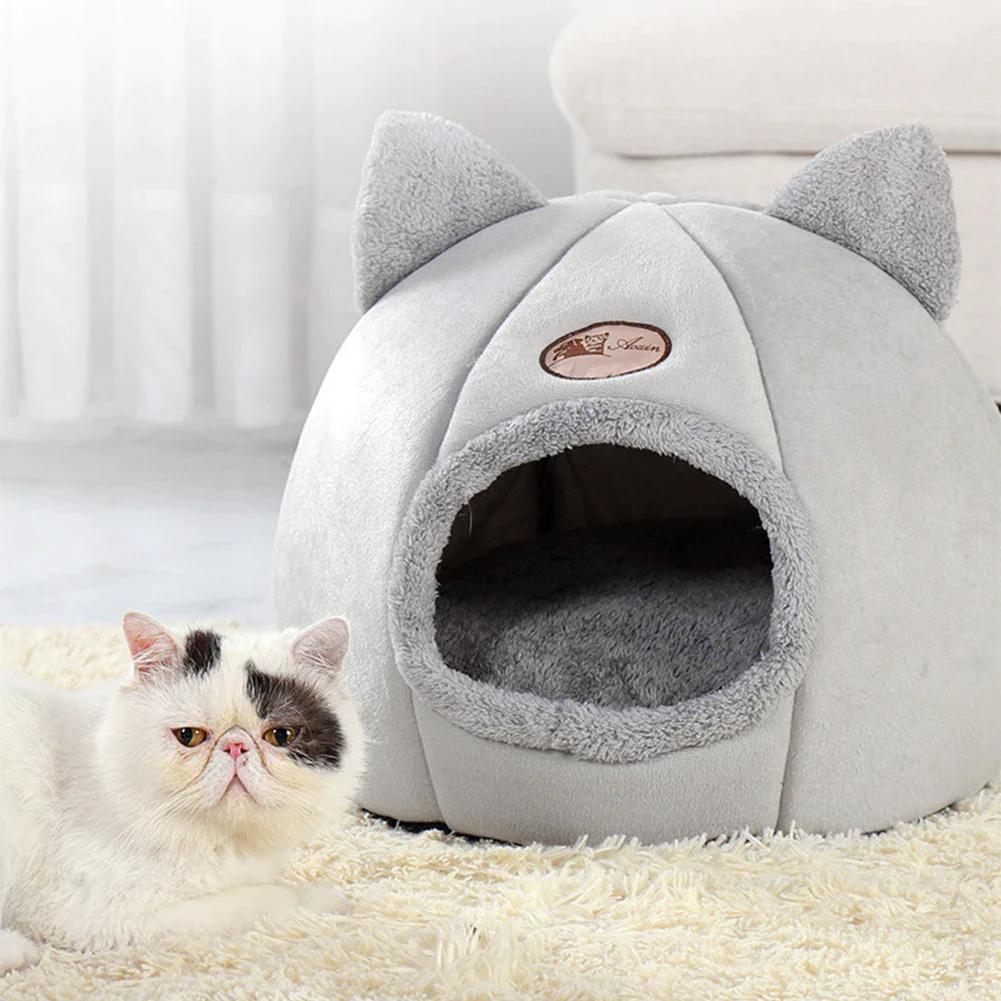 Cozy Winter Cat Bed and Small Dog House Tent for Indoor Pets