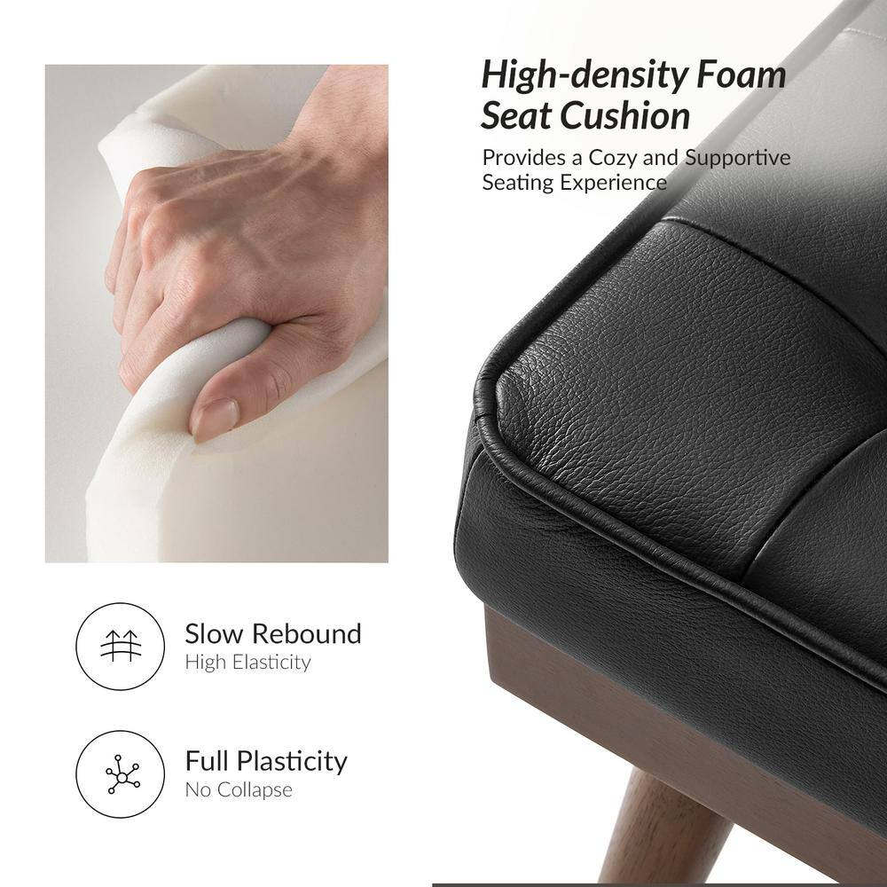 Diana Black Genuine Leather Square Medium Ottoman