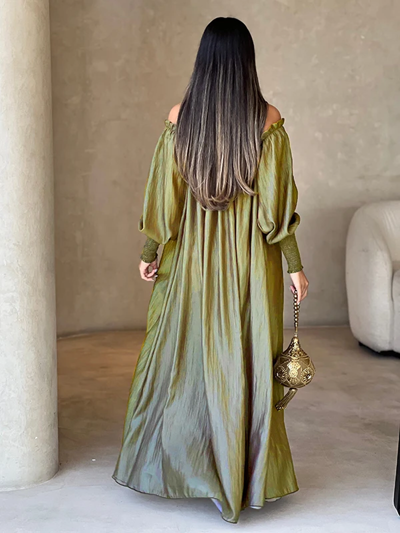 Modigirl Elegant Plus Size Maxi Dress with Puff Sleeves for Women 2025
