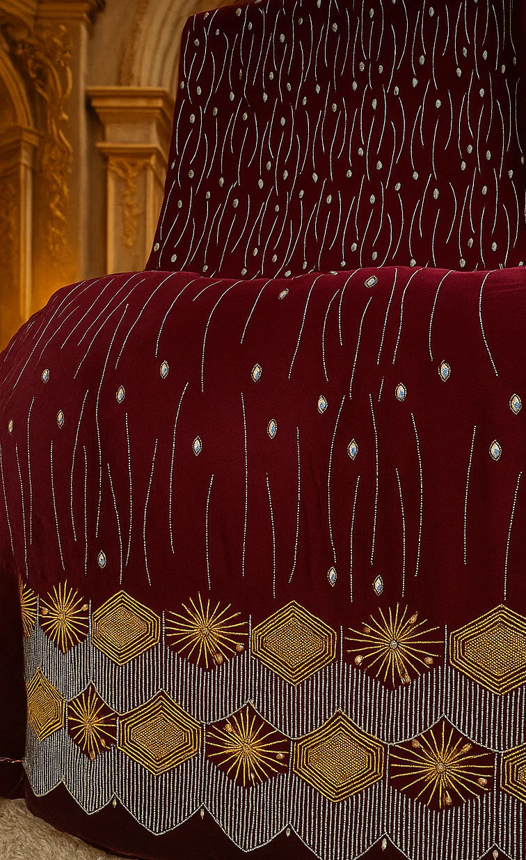 Royal Red Velvet – Gold Embroidered Elegance
