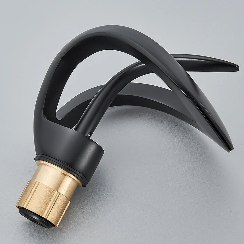 Solid Brass Waterfall Basin Faucet Single Handle Hot Cold Water Mixer Tap For Bathroom Sink