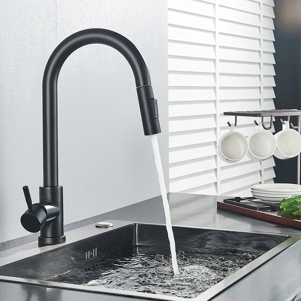 Pull Out Sensor Black Kitchen Faucet Sensitive Touch Control Faucet Mixer For Kitchen Touch Sensor Kitchen Mixer Tap