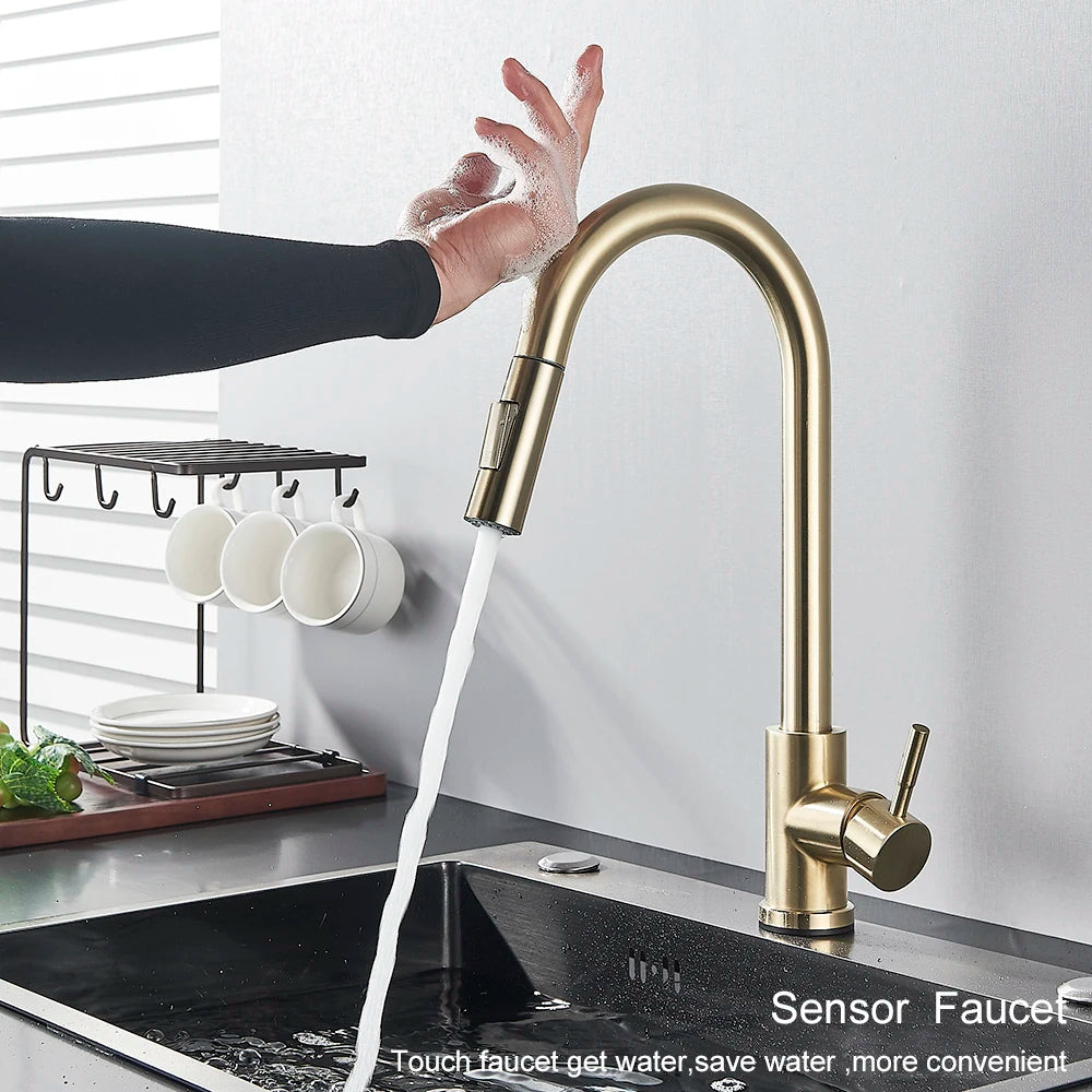 Pull Out Sensor Black Kitchen Faucet Sensitive Touch Control Faucet Mixer For Kitchen Touch Sensor Kitchen Mixer Tap