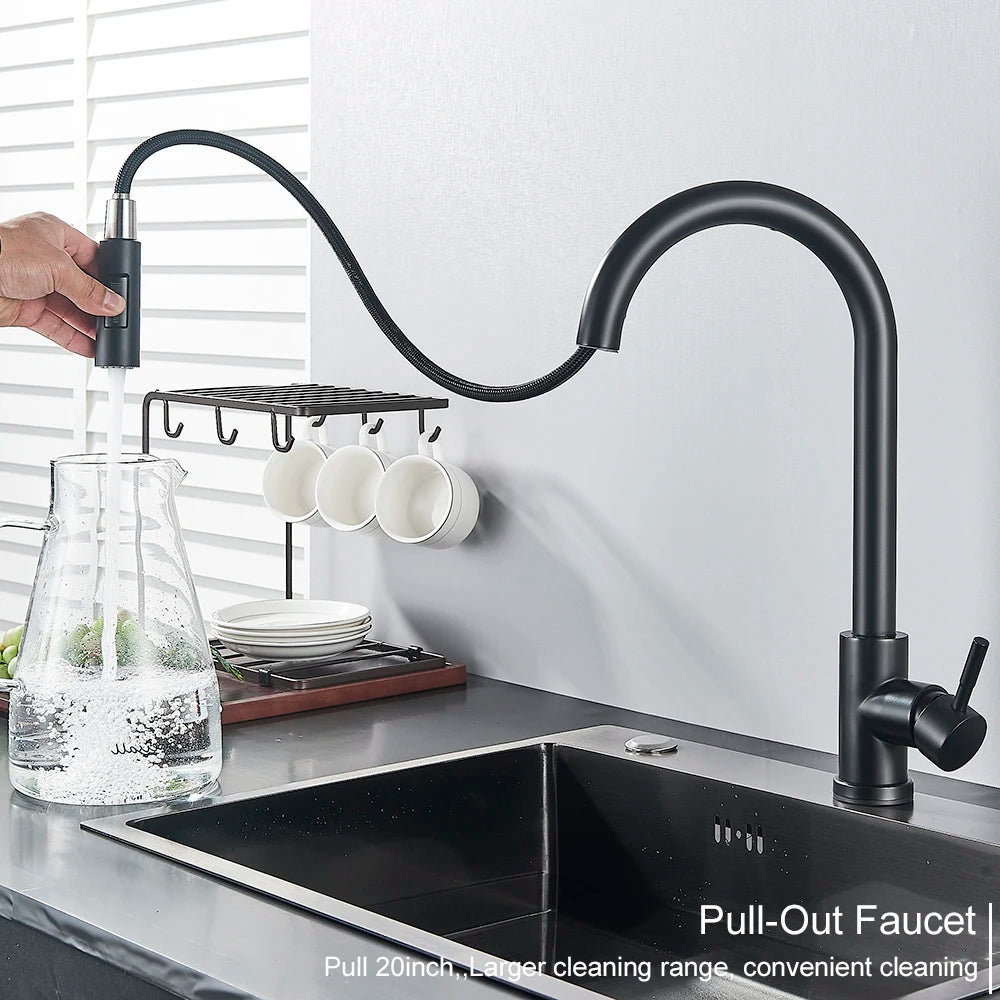 Pull Out Sensor Black Kitchen Faucet Sensitive Touch Control Faucet Mixer For Kitchen Touch Sensor Kitchen Mixer Tap