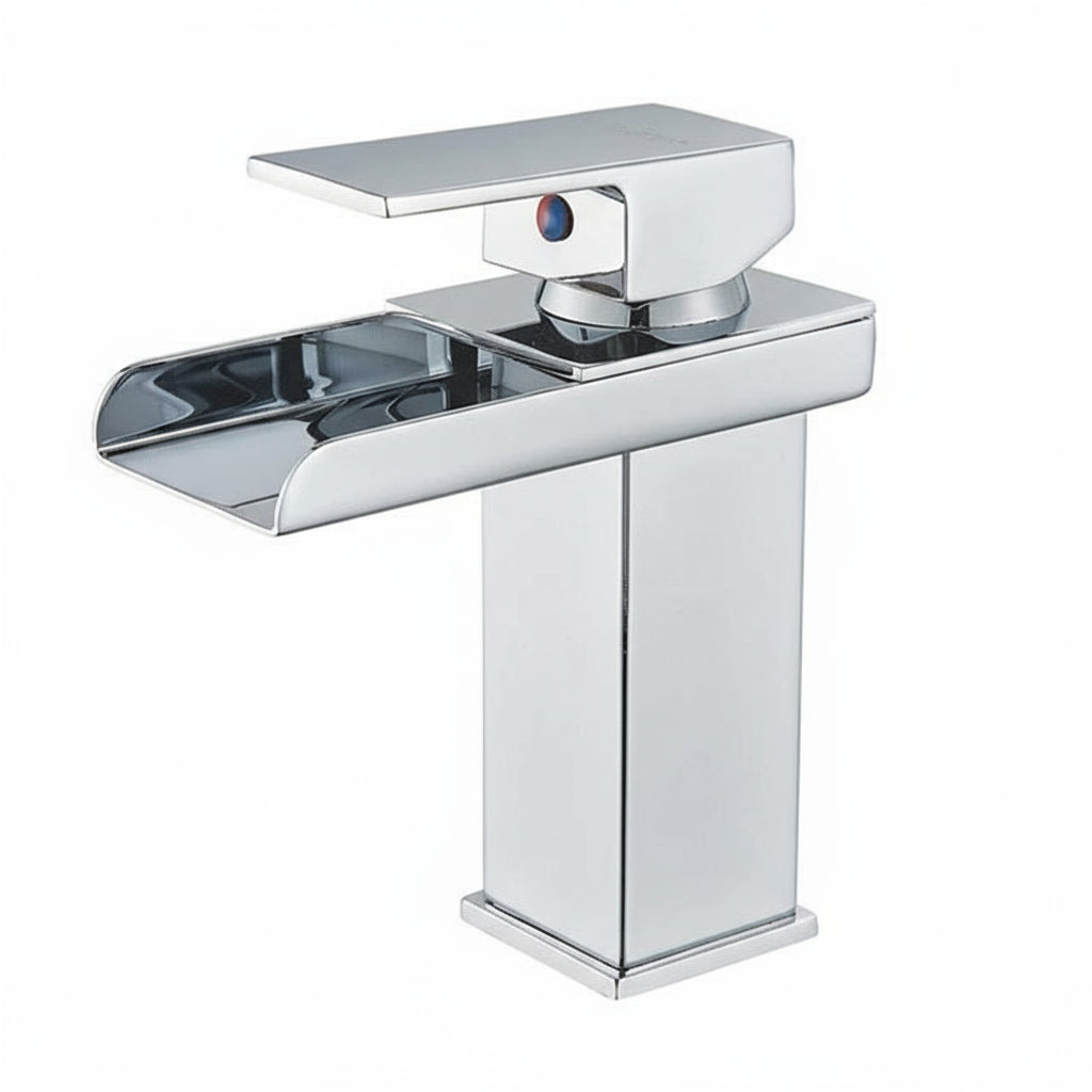 Black Waterfall Bathroom Faucet Basin Vanity Vessel Sinks Mixer Tap Cold And Hot Water Tap Single Hole Bath Sink Faucets Crane