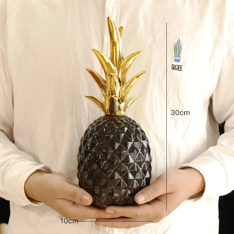 Nordic Light Luxury Ceramic Pineapple Golden Creative Home Living Room Porch Model Room Soft Decoration Wedding Gift