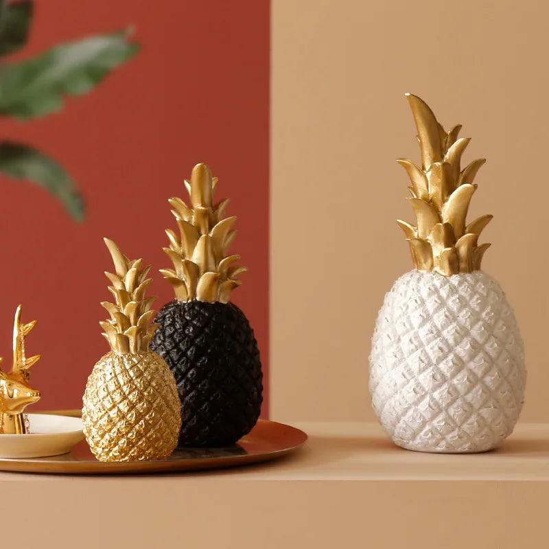 Nordic Light Luxury Ceramic Pineapple Golden Creative Home Living Room Porch Model Room Soft Decoration Wedding Gift