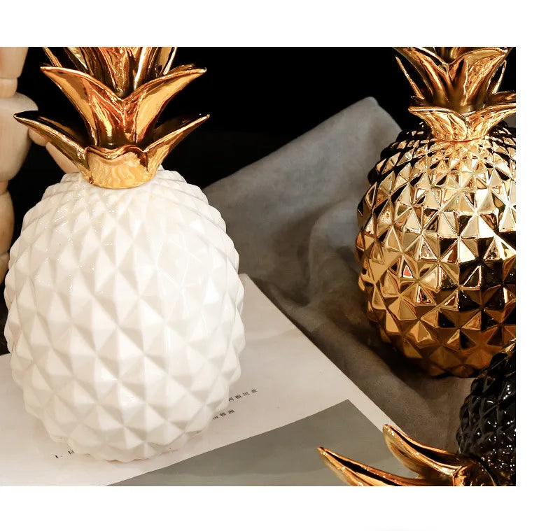 Nordic Light Luxury Ceramic Pineapple Golden Creative Home Living Room Porch Model Room Soft Decoration Wedding Gift