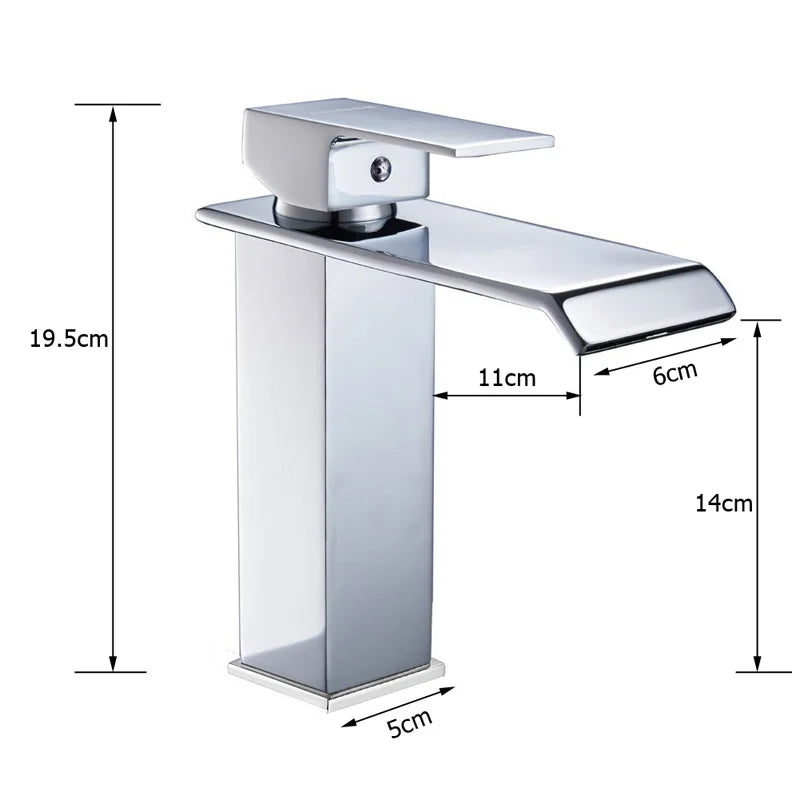 Black Waterfall Bathroom Faucet Basin Vanity Vessel Sinks Mixer Tap Cold And Hot Water Tap Single Hole Bath Sink Faucets Crane