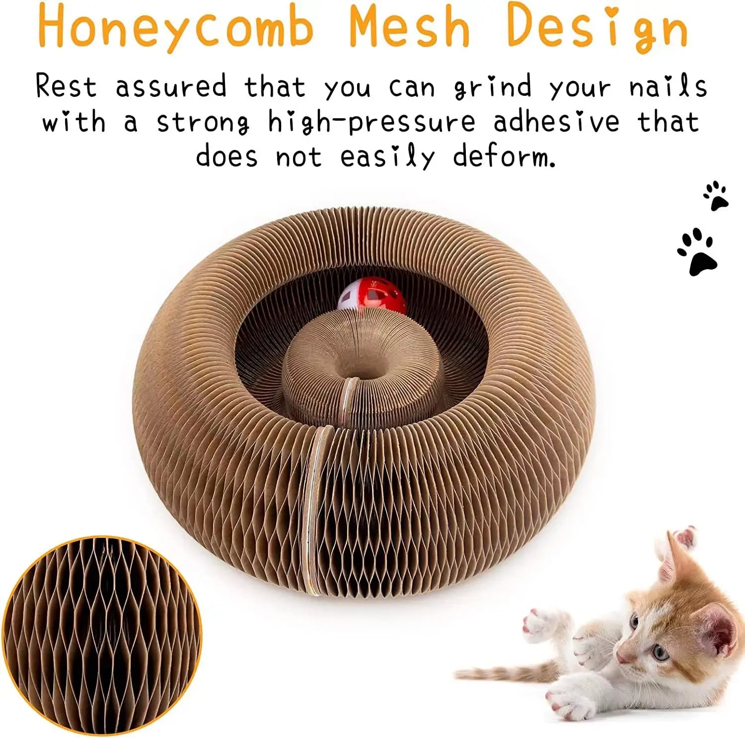 Hot Selling Cat Scratching Boards Folding Magic Organ Cat Toy with Ball Corrugated Paper Board for Cat Grinding Claw