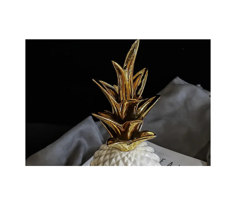 Nordic Light Luxury Ceramic Pineapple Golden Creative Home Living Room Porch Model Room Soft Decoration Wedding Gift