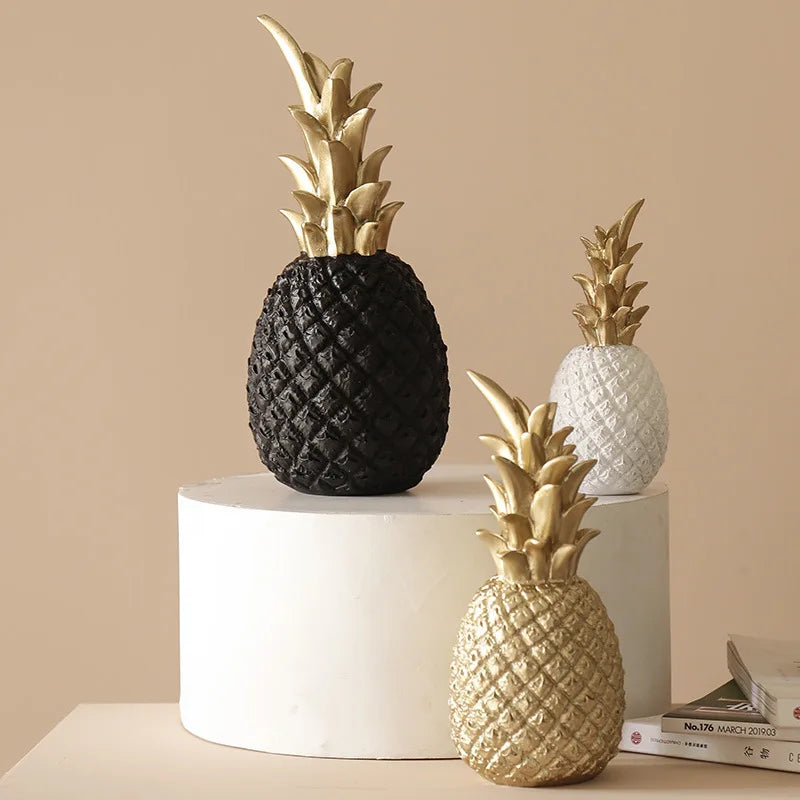Nordic Light Luxury Ceramic Pineapple Golden Creative Home Living Room Porch Model Room Soft Decoration Wedding Gift