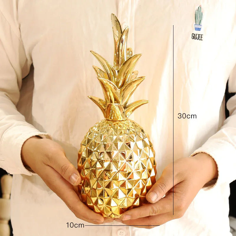 Nordic Light Luxury Ceramic Pineapple Golden Creative Home Living Room Porch Model Room Soft Decoration Wedding Gift
