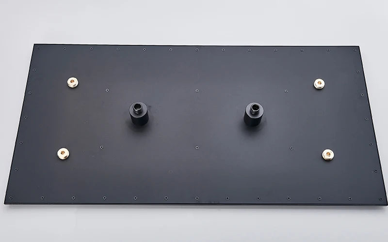 Rozin Matte Black Thermostatic Shower Faucet Concealed Install Bathroom Faucets Ceiling Rainfall Big Size Head Shower Mixer Tap