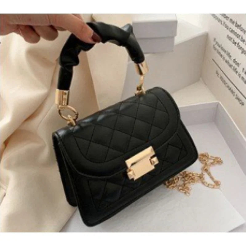 Grid pattern tote bag women&