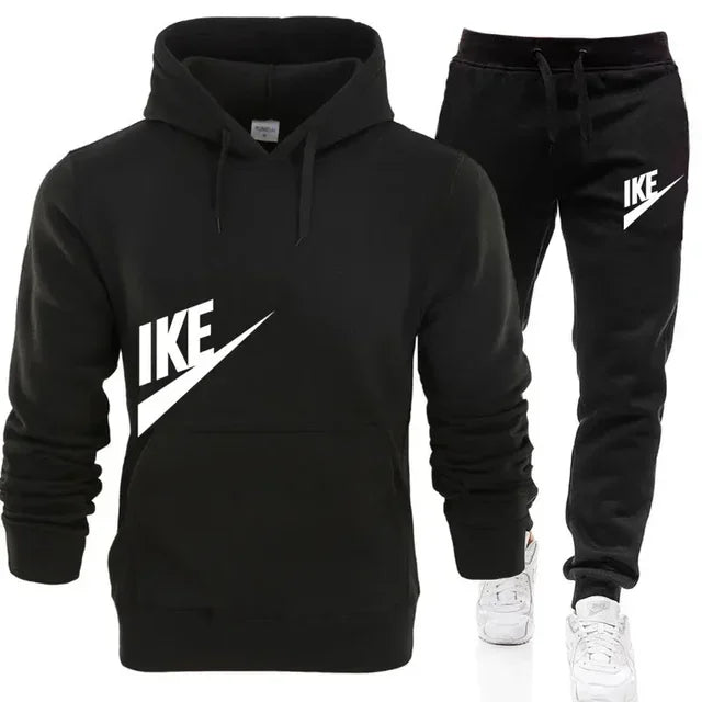 New hooded sports hoodie + 2 sets of sweatpants, fashion printed autumn and winter men&