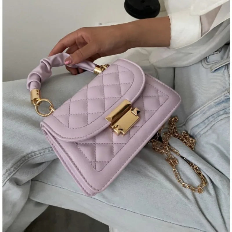 Grid pattern tote bag women&