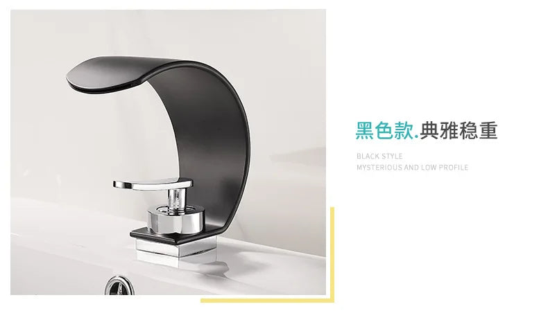 GEGVE Waterfall Washbasin Faucets Mixer Tap Sink Hot&cold Water Hydrant Iron To Sink A Bathtub Bathroom Sink tap tap Black White
