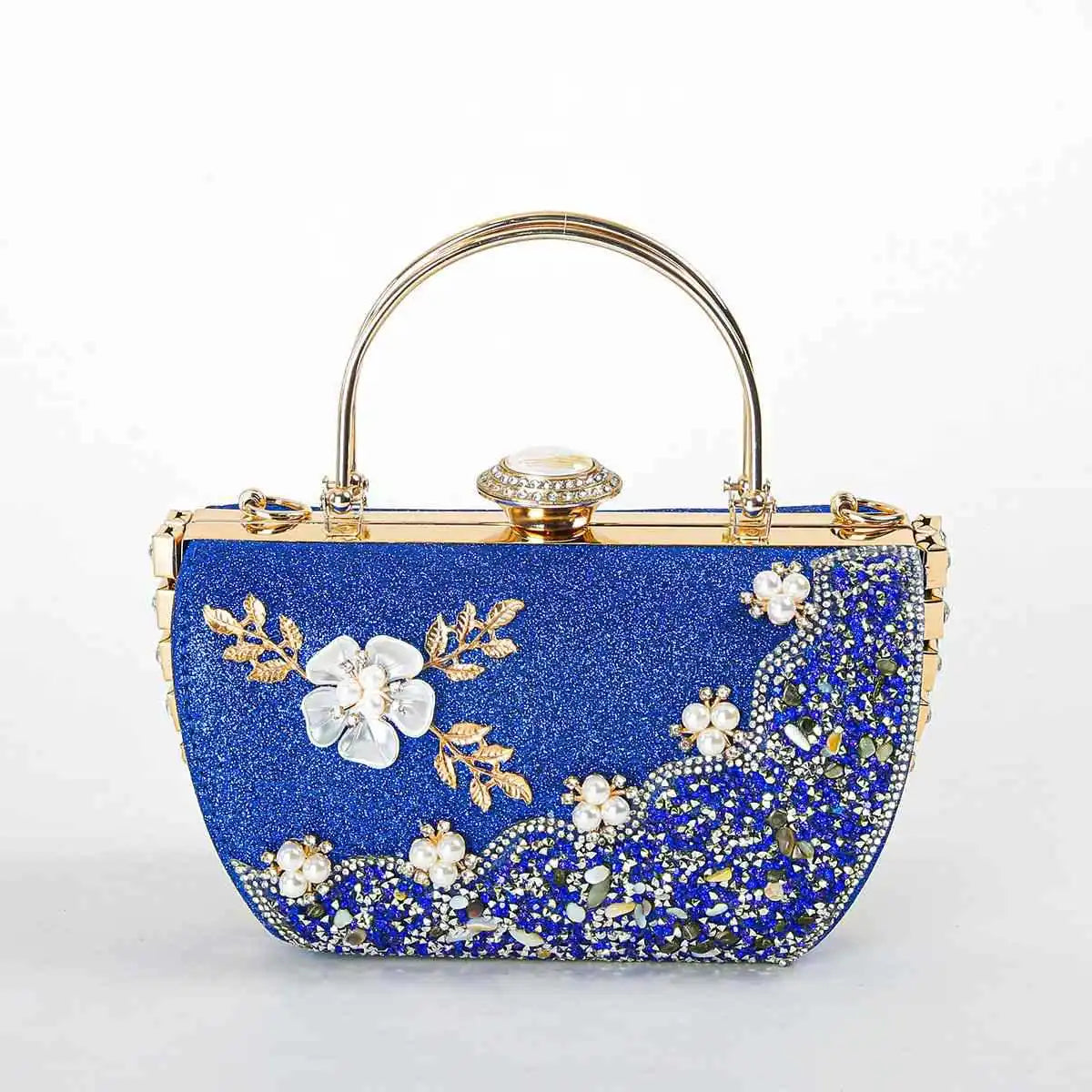 2024 New Arrival Flower Crystal Wedding Bridal Clutch Purse Luxury Designer Women&
