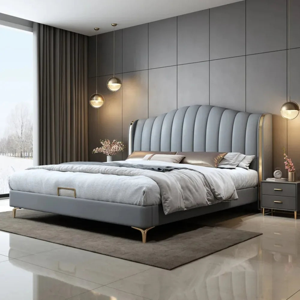 king Size Bed Up-holstered Home Queen Cama Matrimonial Modernas Bedroom Furniture Lit Complet Letto Luxury Bed Frame Wooden Bett