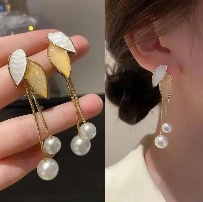925 Silver Needle Korean Fashion Pearl Tassel Earrings For Women Jewelry 2025 Trending New Luxury Women&