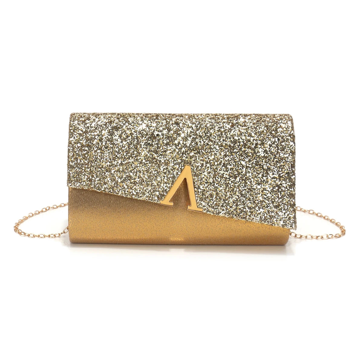 V Design Metal Chain Glamorous Design Evening Bags Envelope Shaped Sequins Handbags For Prom Dinner Wedding Banquet Purse