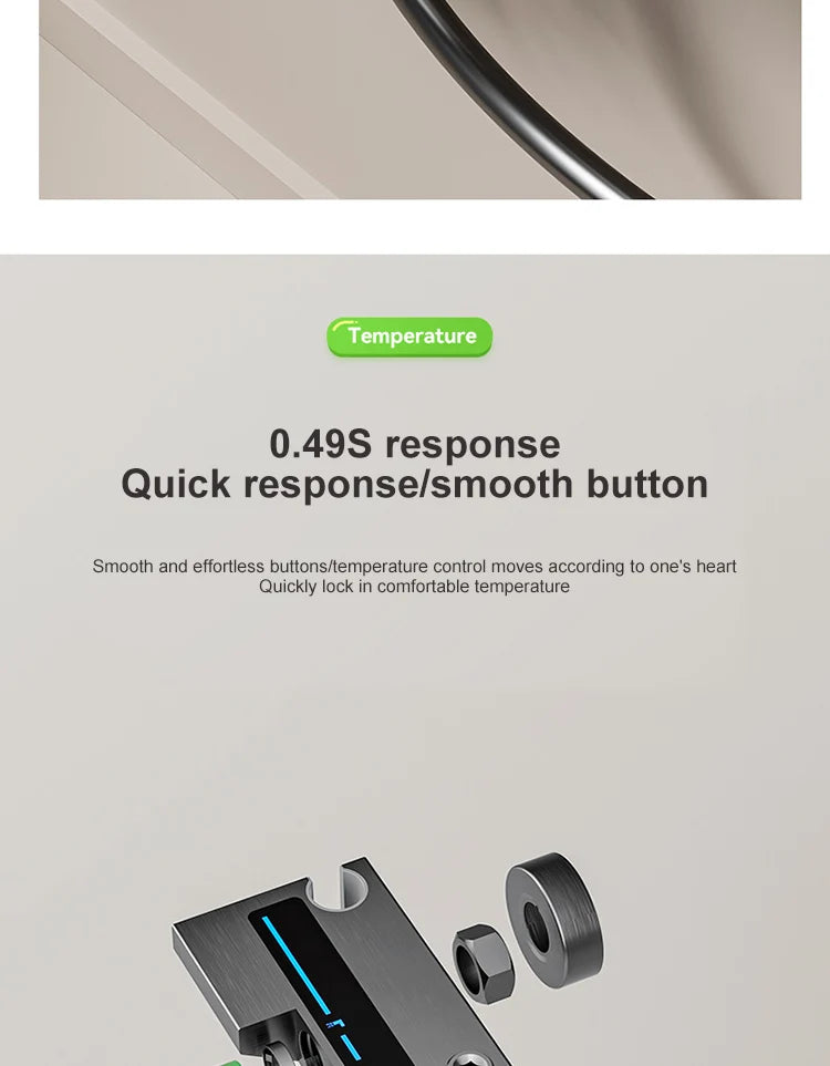 Grey Piano Button Ambient Light Bathroom Shower Full Set Digital Display Shower System Sets Rain Faucets Shower Head