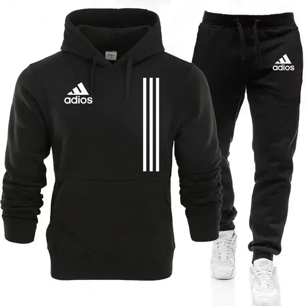New autumn and winter men's long-sleeved pullover hoodie + pants 2-piece fashionable outdoor running men's sportswear set