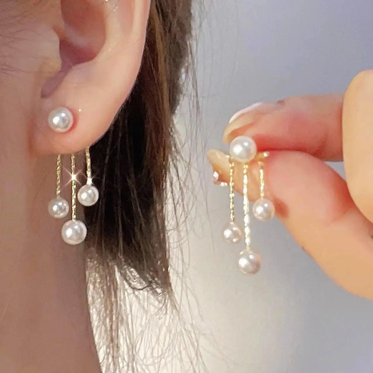 925 Silver Needle Korean Fashion Pearl Tassel Earrings For Women Jewelry 2025 Trending New Luxury Women&