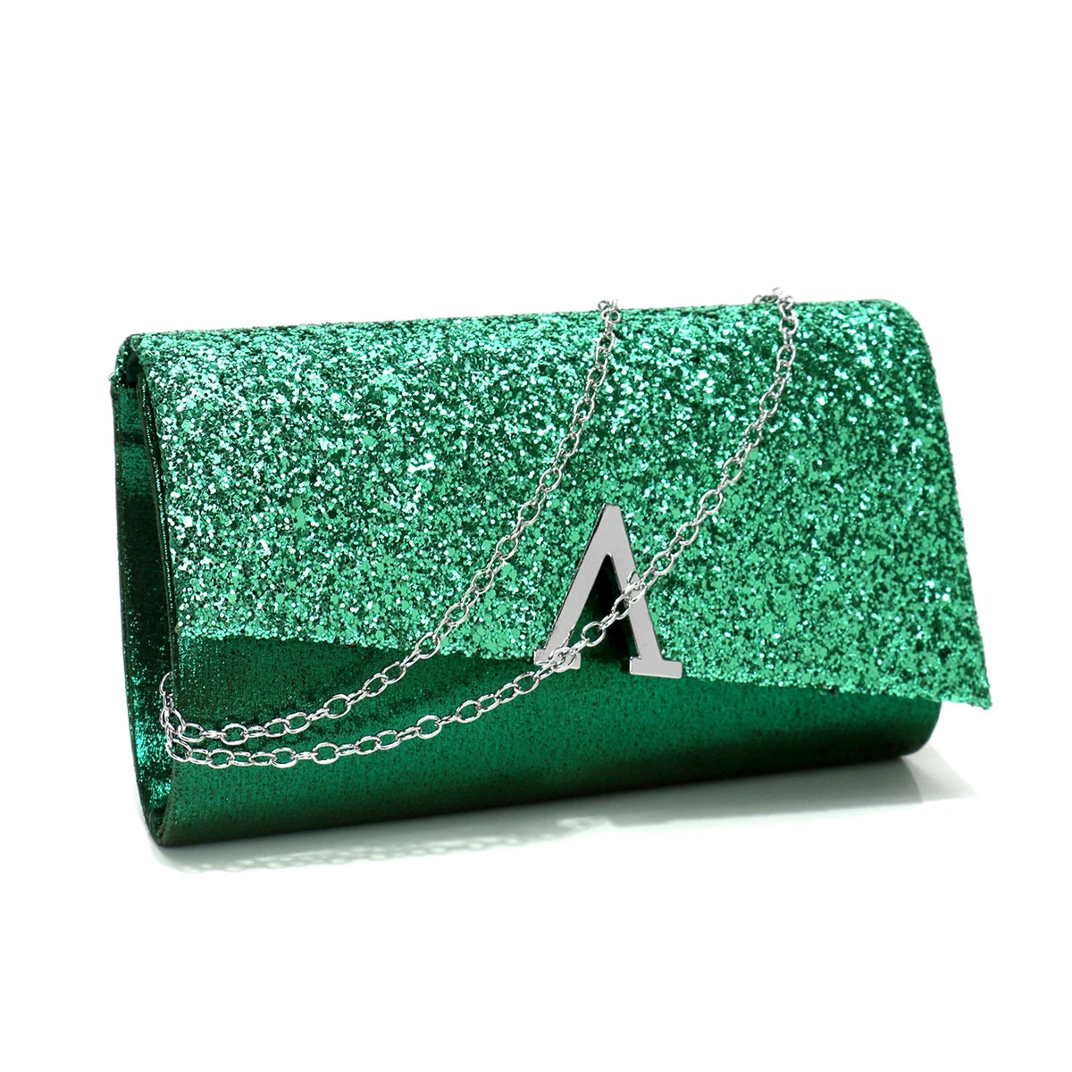 V Design Metal Chain Glamorous Design Evening Bags Envelope Shaped Sequins Handbags For Prom Dinner Wedding Banquet Purse