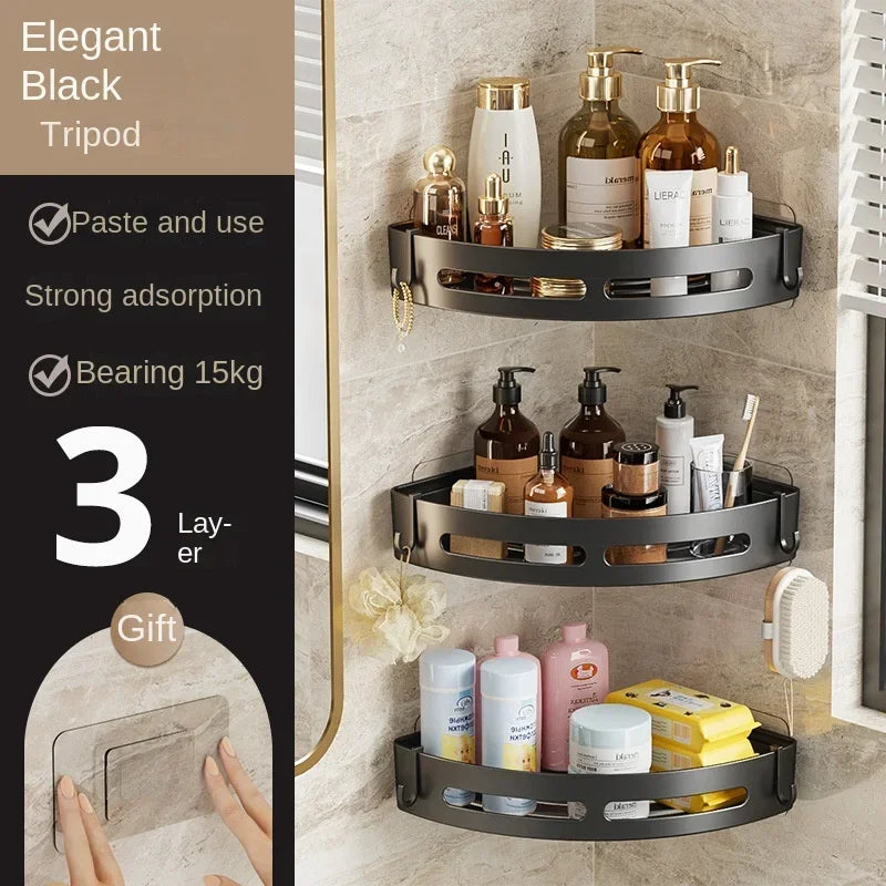 1/2/3PCS No Punching Required Bathroom Shampoo Holder Shower Caddy Shelves Household Storage Shelf Towel Holder Shelves