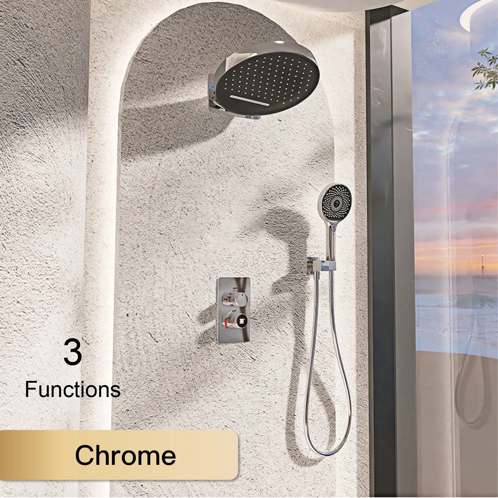 Luxury black shower system with wall mounted design LED digital display for dual control of hot & cold Simple bathroom Tap