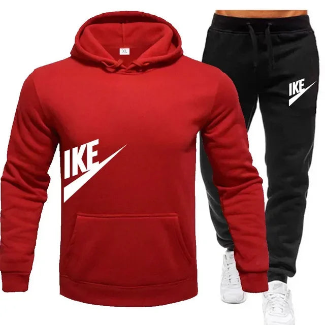 New hooded sports hoodie + 2 sets of sweatpants, fashion printed autumn and winter men&