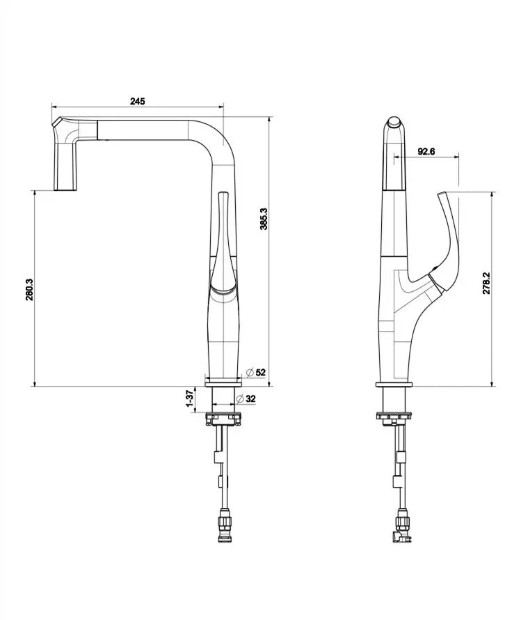 Pull Out Water Filter Tap Brass Crane For Deck Mounted Black  Sink Mixer 3 Way Kitchen Faucet