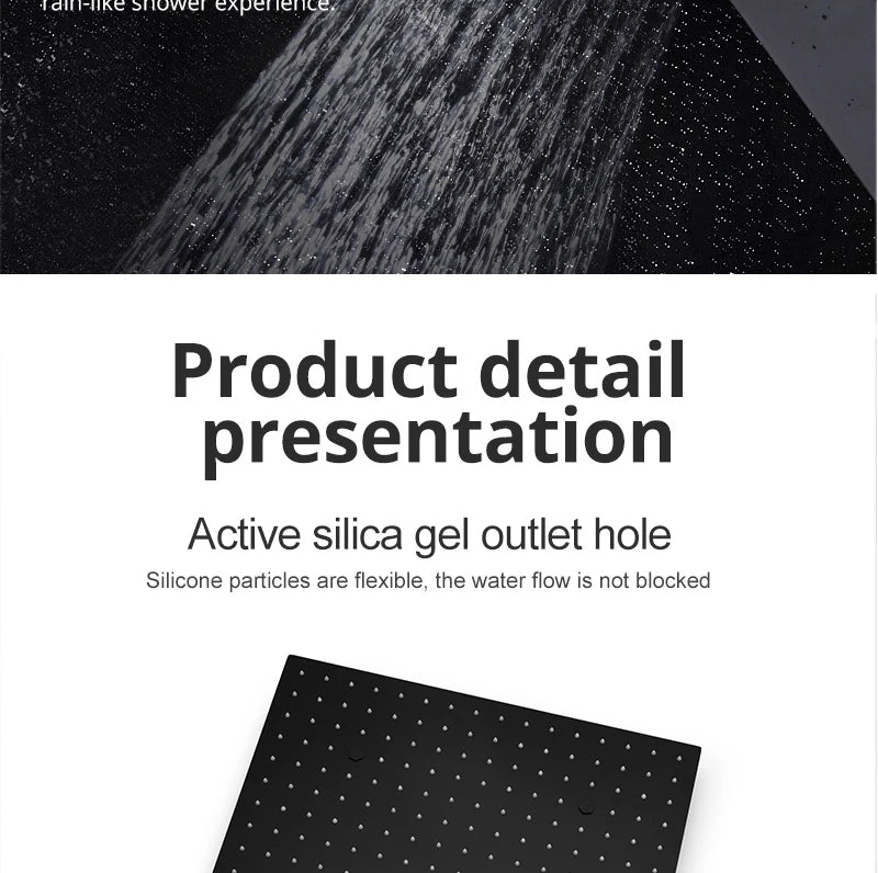 Luxury 16/20 Inch 400/500mm Rainfall Mist Spray LED Shower Head Set Constant Temperature Valve Mixer With Side Massage Jets