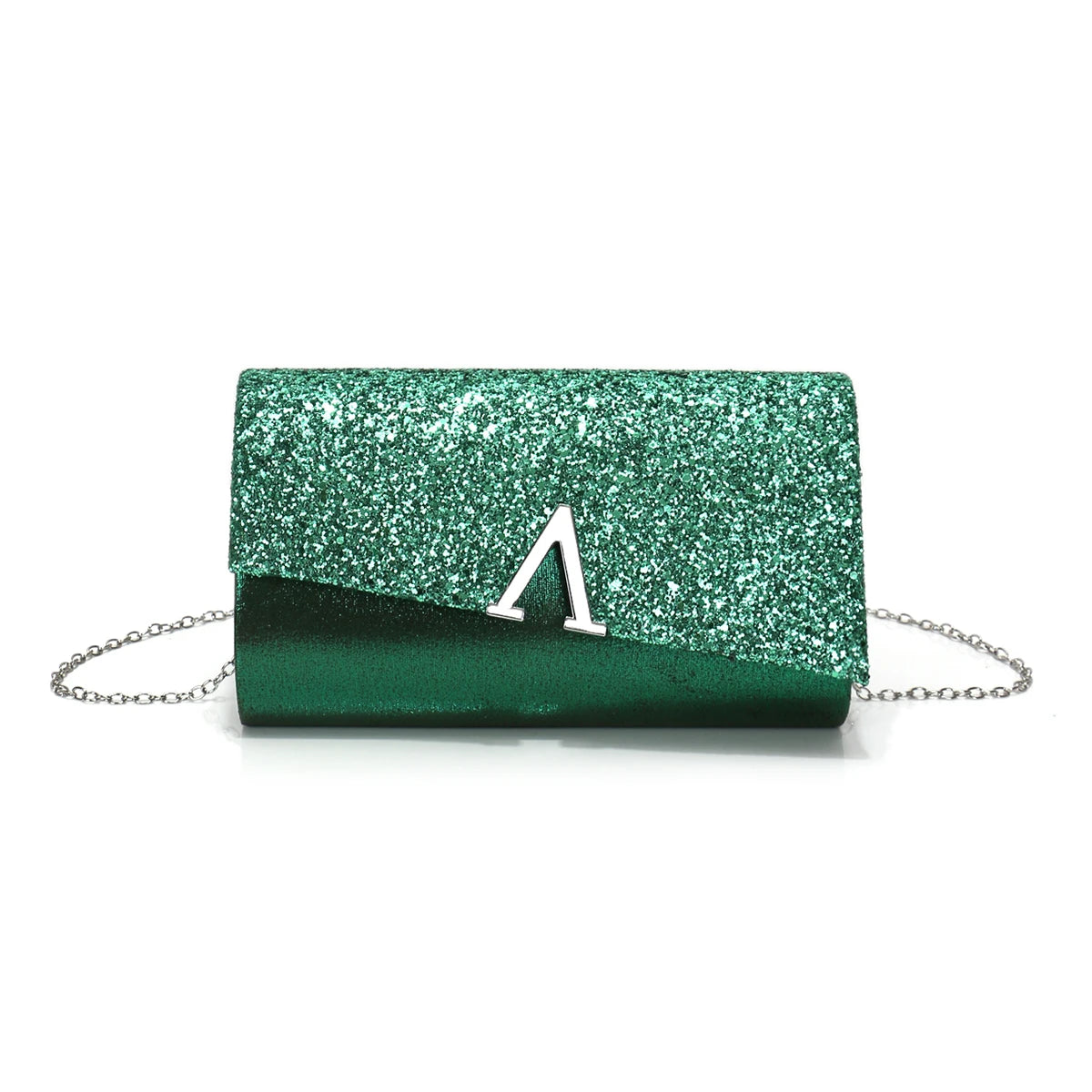 V Design Metal Chain Glamorous Design Evening Bags Envelope Shaped Sequins Handbags For Prom Dinner Wedding Banquet Purse