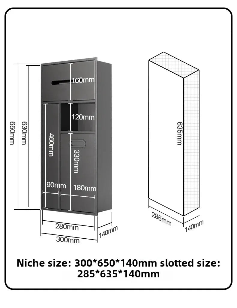 Stainless Steel Niche Bathroom Metal Embedded Trash Can Cabinet Finished Toilet Side Tissue Storage Rack