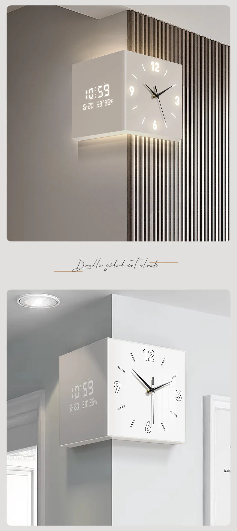 New Living Room Corner Clock Perpetual Calendar Electronic Wall Clock Modern Simple Double-sided Clocks Creative Corner Watch