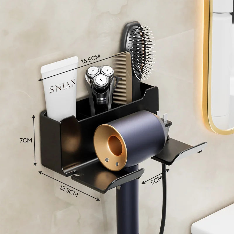 1PC Hair Dryer Holder Wall Mounted Self Adhesive Blow Dryer Holder Rack Dyson Hair Dryer Organizer Storage Bathroom Accessories