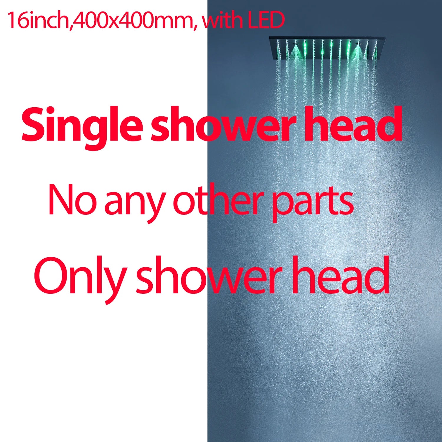 Luxury 16/20 Inch 400/500mm Rainfall Mist Spray LED Shower Head Set Constant Temperature Valve Mixer With Side Massage Jets