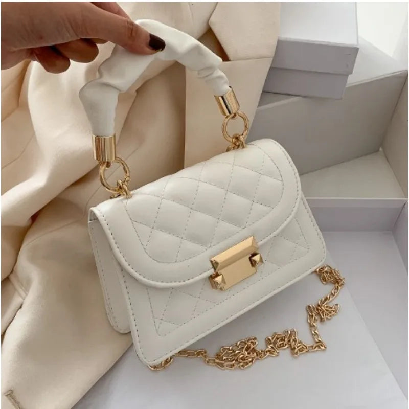 Grid pattern tote bag women&