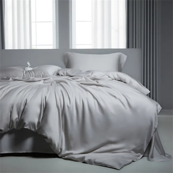 100% Mulberry Silk Bedding Set with Duvet Cover Bedsheet Pillowcase Natural 100% Silk Duvet Cover Set Twin Full King Queen Size