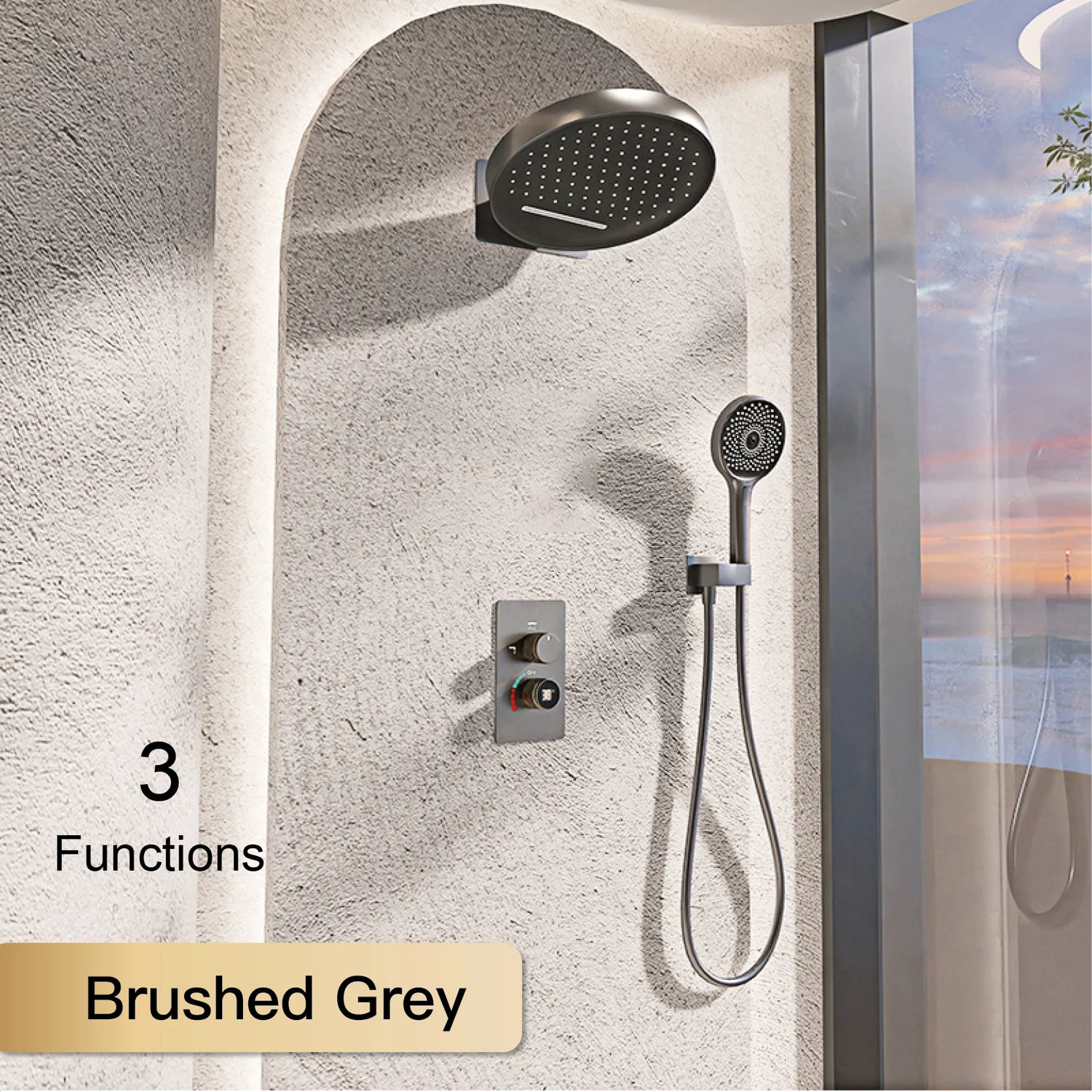 Luxury black shower system with wall mounted design LED digital display for dual control of hot & cold Simple bathroom Tap