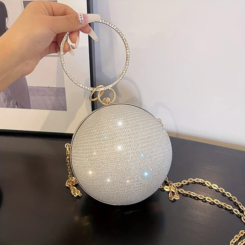 Internet Celebrity Popular Disco Bag Shiny Bracelet Ball Banquet Bag Dinner Bag Socialite Party Bag Trendyy Hand Bag Chain Crossbody Bag for Women