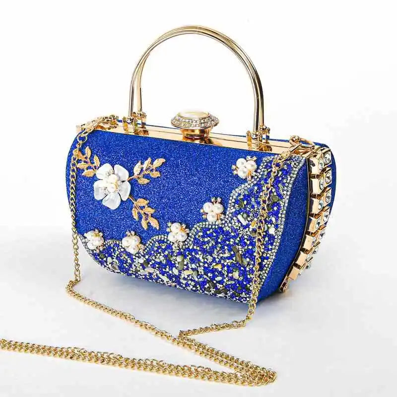 2024 New Arrival Flower Crystal Wedding Bridal Clutch Purse Luxury Designer Women&