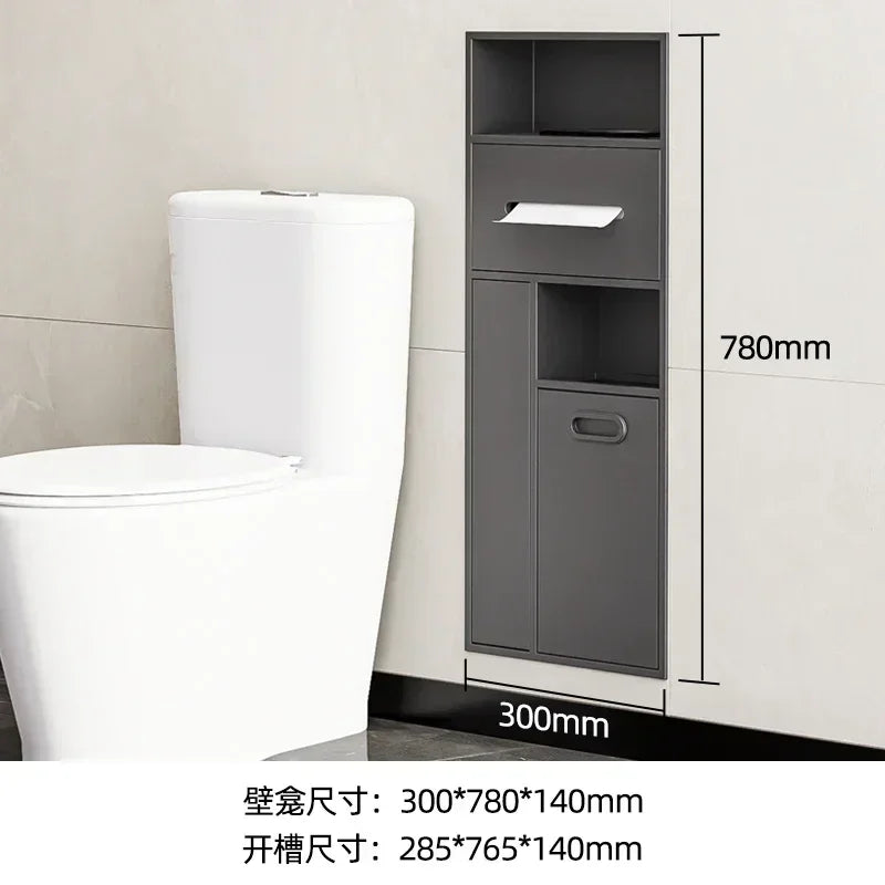Stainless Steel Niche Bathroom Metal Embedded Trash Can Cabinet Finished Toilet Side Tissue Storage Rack