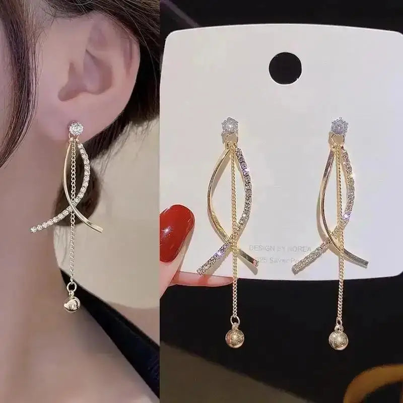 925 Silver Needle Korean Fashion Pearl Tassel Earrings For Women Jewelry 2025 Trending New Luxury Women&