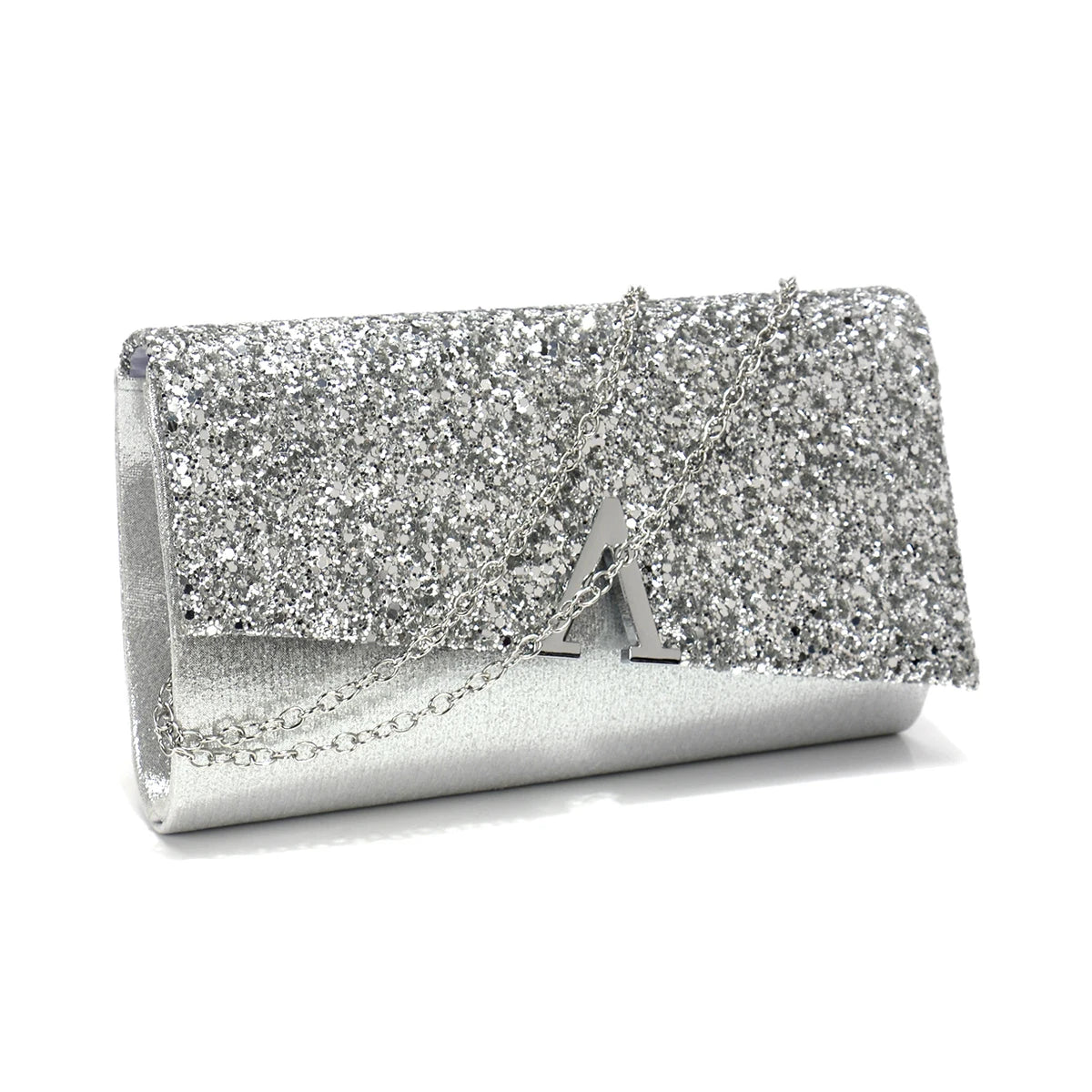 V Design Metal Chain Glamorous Design Evening Bags Envelope Shaped Sequins Handbags For Prom Dinner Wedding Banquet Purse