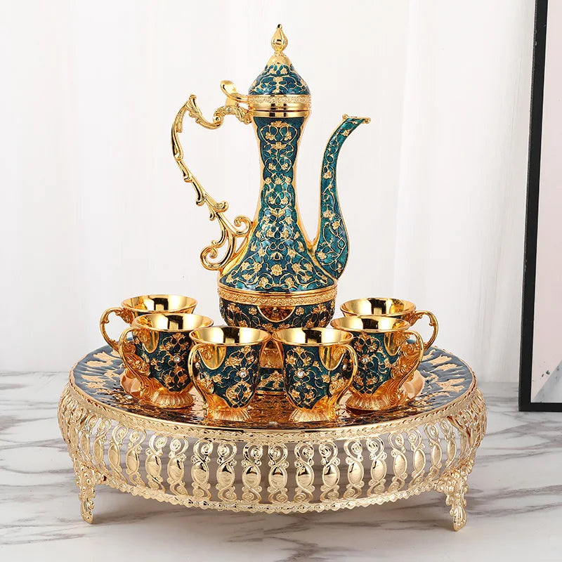 European Wine Set Metal Home Wine Jug Wine Glass Elegant Gift Ornament
